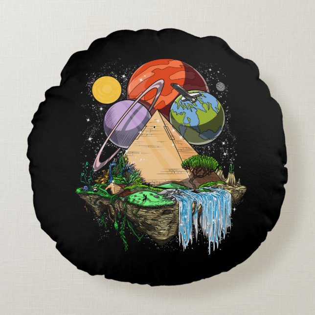 Forntida komplott för egyptisk rund kudde (Framsidan)