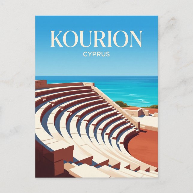 Forntida Kourion Amfiteater Cypern Vykort (Framsida)