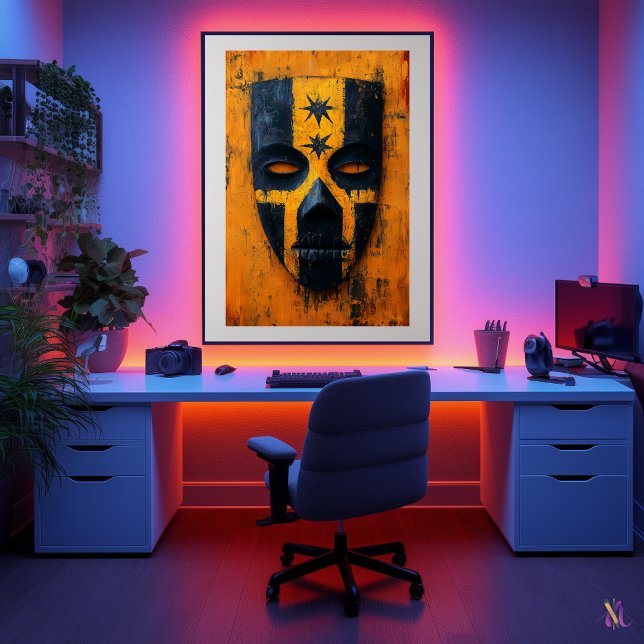 Forntida krigarmask – mesoamerikansk stam-  poster (Skapare uppladdad)
