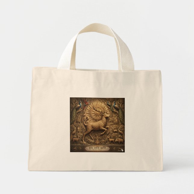 Forntida Lejon Konst Arv Toteväska Mini Tygkasse (Framsidan)