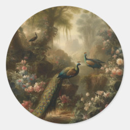 Forntida Lund Påfågel Trio Helgedom Sigill Runt Klistermärke