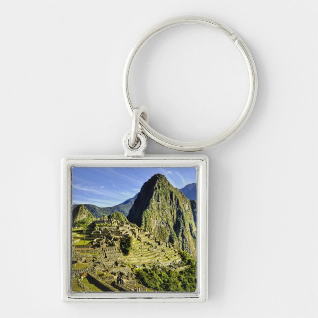 Forntida Machu Picchu, sista tillflykten för den Fyrkantig Silverfärgad Nyckelring (Framsidan)