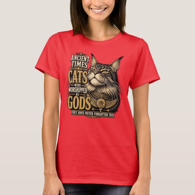 Forntida Maine Katt Attityd T Shirt (Framsida)