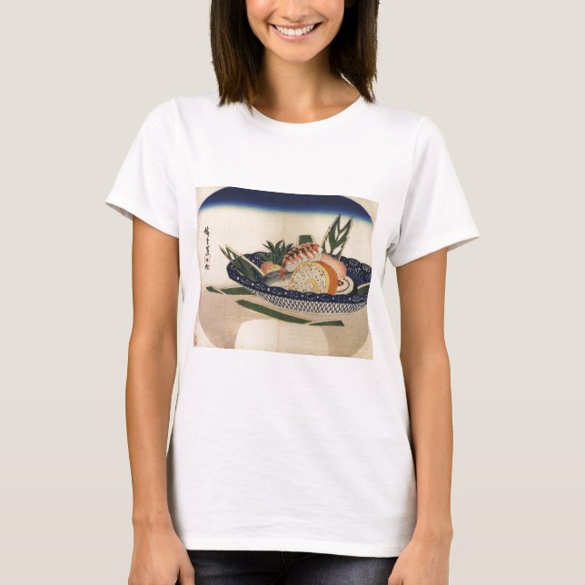 Forntida målning av en bunke av Sushi circa 1800's T-shirt (Framsida)