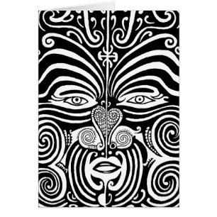 Forntida Maori Moko stam- tatueringdesign Hälsningskort