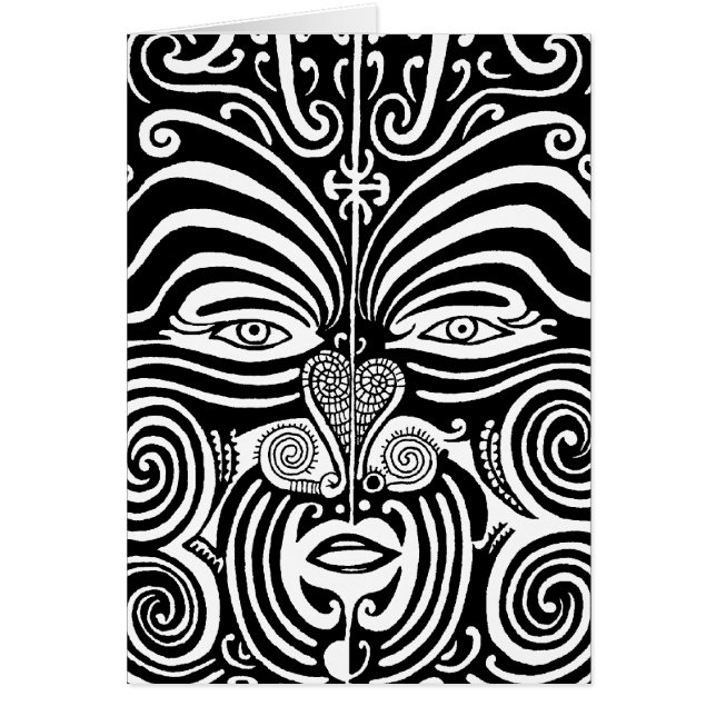 Forntida Maori Moko stam- tatueringdesign Hälsningskort (Framsidan)