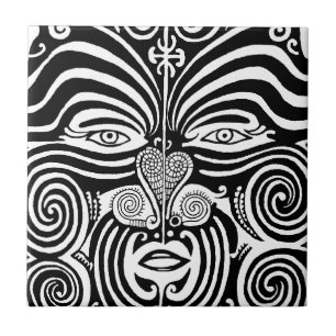 Forntida Maori Moko stam- tatueringdesign Kakelplatta