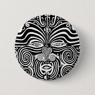 Forntida Maori Moko stam- tatueringdesign Knapp