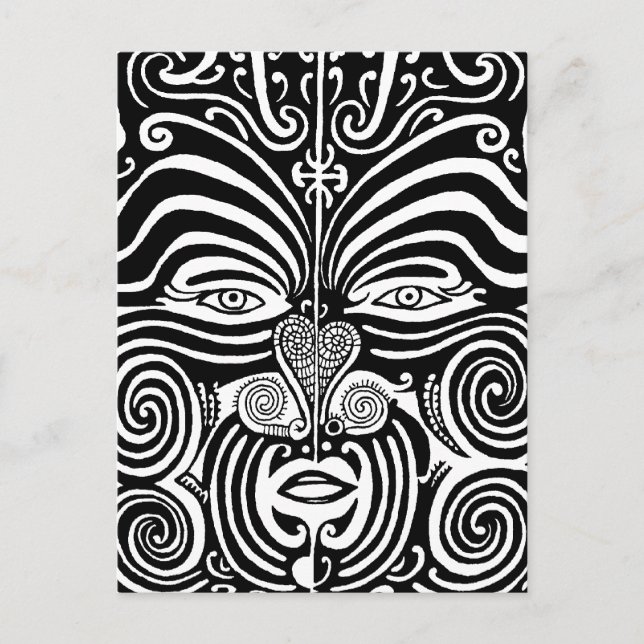 Forntida Maori Moko stam- tatueringdesign Vykort (Framsida)