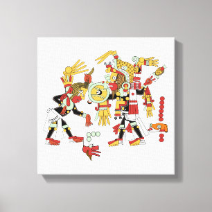 Forntida Mayan Mesoamerican konst slågen in kanfa Canvastryck