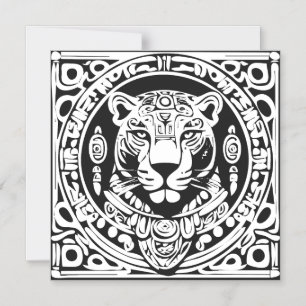 Forntida Mayastil Jaguar Krigares Stamtavla Mask K Magnetisk Inbjudningskort