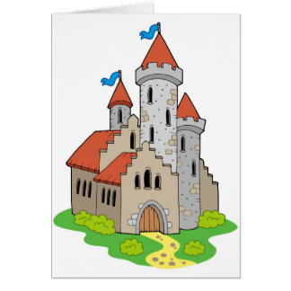 Forntida medeltida slott hälsningskort