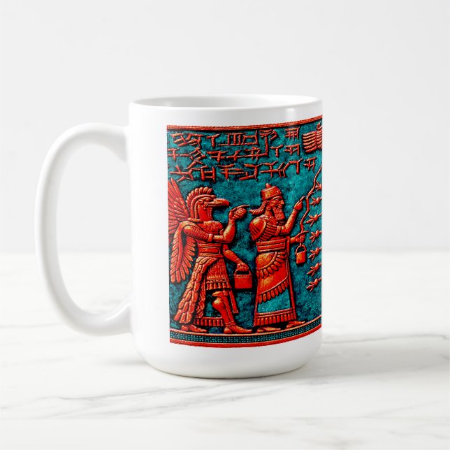 Forntida mesopotamisk helig träd kaffemugg (Vänster)