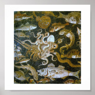 Forntida mosaik för vintage (Pompei) Poster
