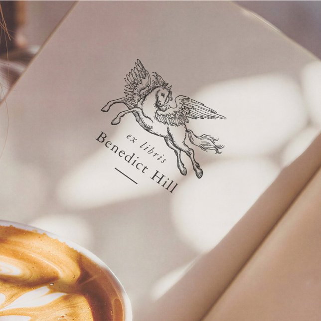 Forntida Mytisk Pegasus Ex Libris Bok Stämpel (Skapare uppladdad)