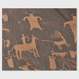 Forntida Newspaper Rock Petroglyfer Infödda Amerik Presentpapper