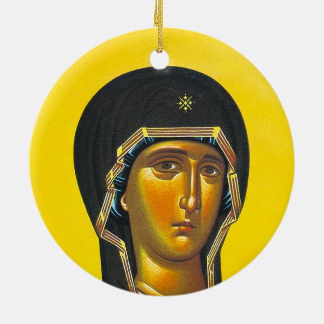 Forntida ortodox ikon julgransprydnad keramik (Baksidan)