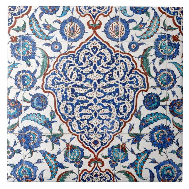 Forntida ottisk blom- Iznik Kakelplatta (Framsidan)