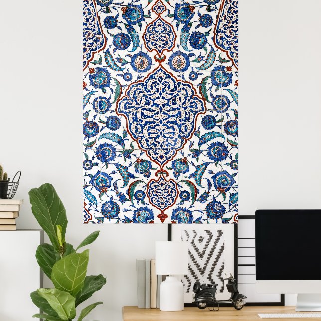 Forntida ottisk blom- Iznik Poster (Hemmakontoret)