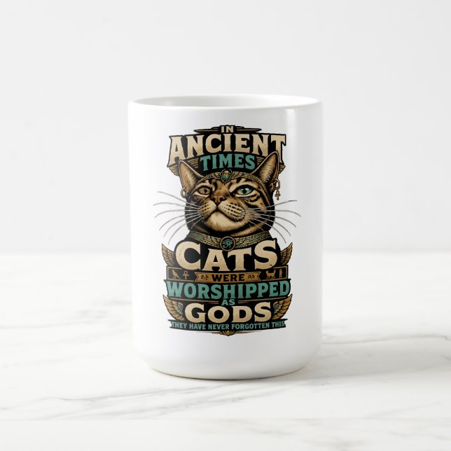 Forntida randig kattattityd kaffemugg (Center)