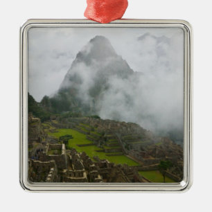 Forntida ruiner av Machu Picchu med Anderna Julgransprydnad Metall