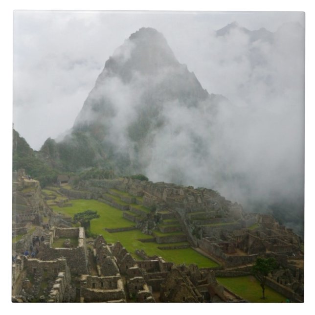 Forntida ruiner av Machu Picchu med Anderna Kakelplatta (Framsidan)