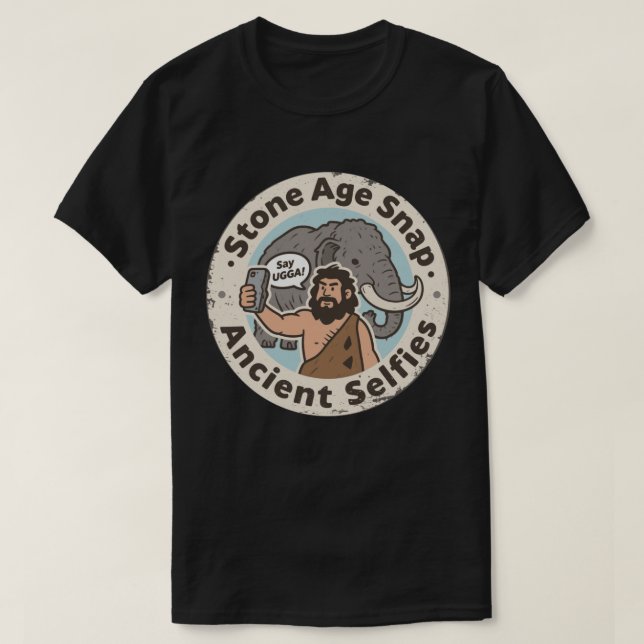 Forntida Selfie Grottmän Mamut T Shirt (Design framsida)