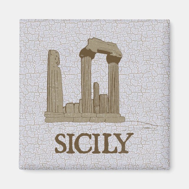 Forntida Sicilien Agrigento Ruiner Magnet (Framsidan)