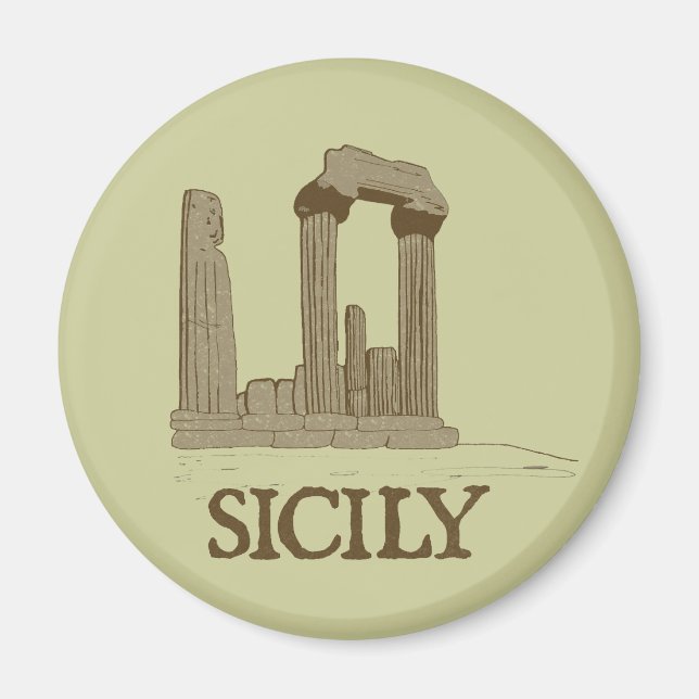 Forntida Sicilien Agrigento Ruiner Magnet (Framsidan)