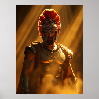 Forntida spartansk krigare i gyllene solljus poster