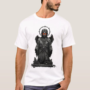Forntida Stengelängel med Lysande Ögon Mörk Gothic T Shirt