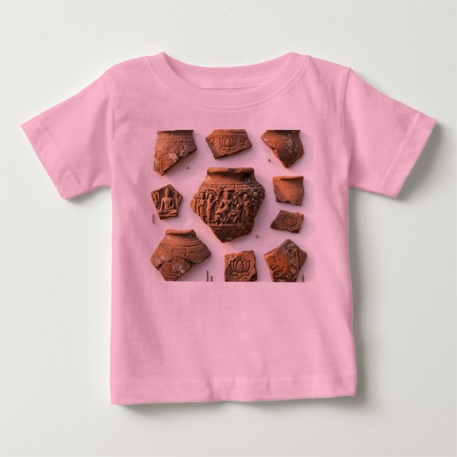 Forntida stentilverk mönster baby t-shirt (Framsida)