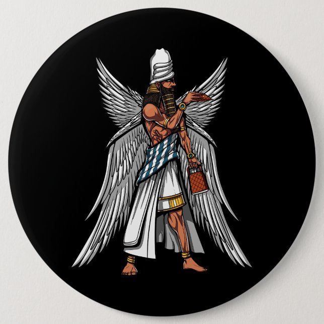 Forntida Sumerian kung för främmande Anunnaki gud Knapp (Framsida)