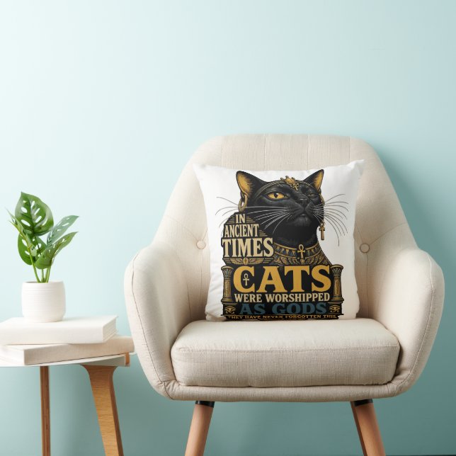 Forntida Svart Katt Attityd Kudde (Stol)