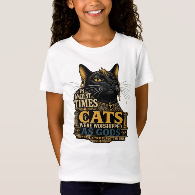 Forntida Svart Katt Attityd T Shirt (Framsida)