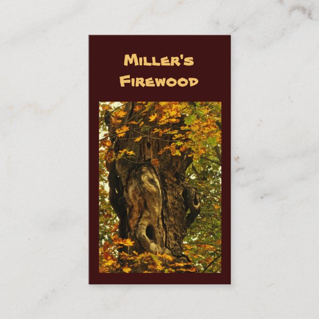 Forntida trädvedträ visitkort (Framsida)