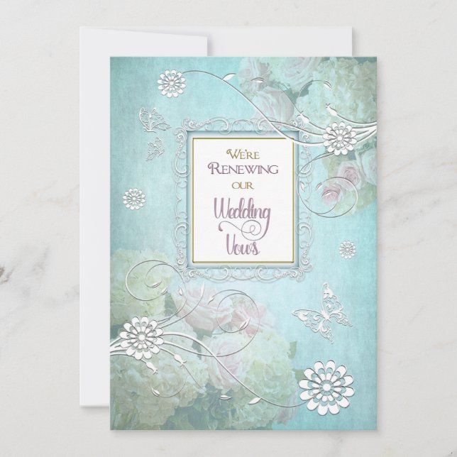 Förnya bröllopslöften Inbjudan, Elegant Blommig Inbjudningar (Framsida)
