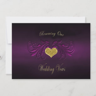 Förnya/Wed. Vows bjudande-Lila Passion Guld Inbjudningar