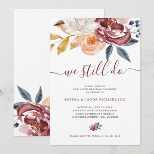 Förnyande för Vow för bröllop för Burgundy Inbjudningar