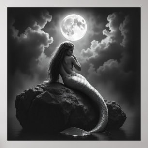 Förnyande Sjöjungfru - Träkolsverk av Mystical Bea Poster