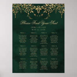 Förnyat Royal Emerald Guld Bröllop Seating Poster