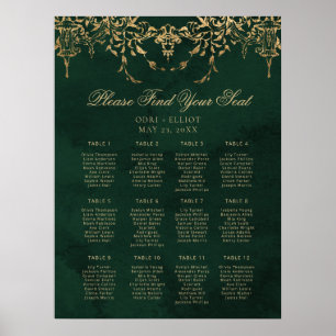 Förnyat Royal Emerald Guld Bröllop Seating Poster