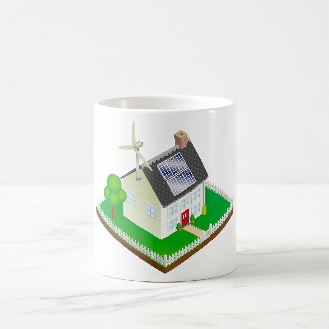 Förnybar Energi Ekohus med Solpaneler Kaffemugg (Skapare uppladdad)
