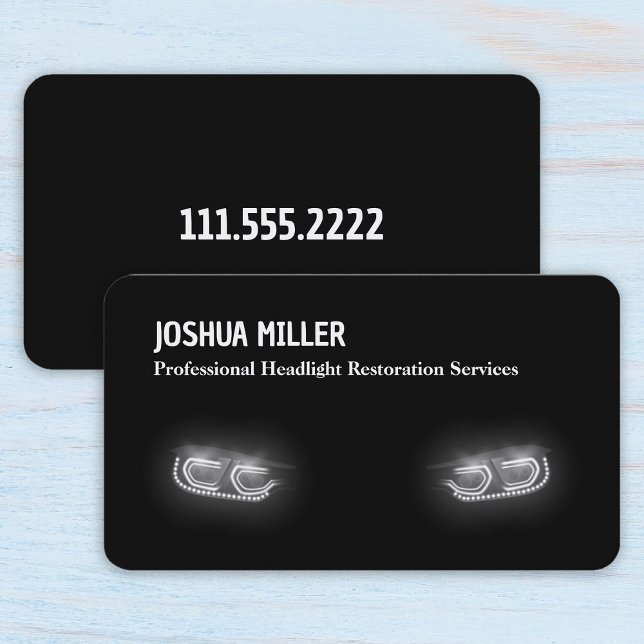 Förnyelse av bilars strålkastaråtergång visitkort (Car Headlight Restoration Renewal Business Cards)
