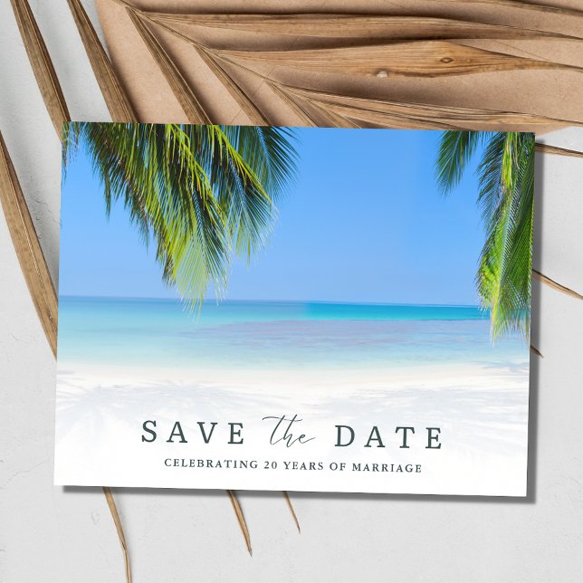 Förnyelse av blocket Spara datumet Meddelande Vykort (Simple Beach Vow Renewal Save the Date Announcement Postcard)