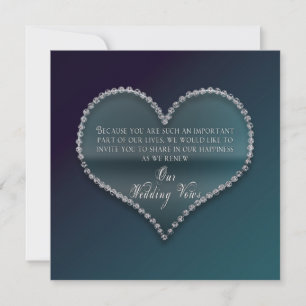 Förnyelse av Bröllop Vows - Faux Diamond Heart Inbjudningar