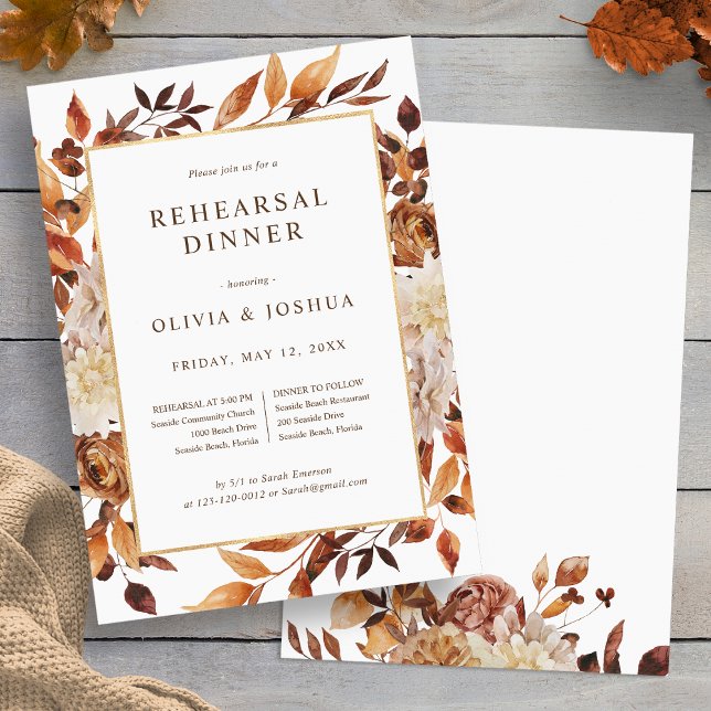 Förnyelse av bröllopsdag inbjudningar (Elegant Fall Floral Wedding Rehearsal Dinner Invitation by Painted Paperie
)