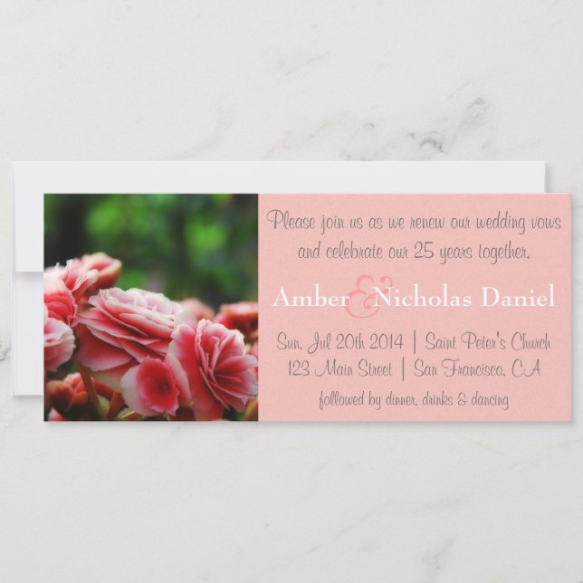 Förnyelse av könen och 25-årsdagen: Rosa Carnation Inbjudningar (Framsida)