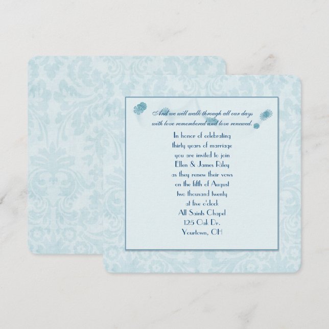 Förnyelse av pastellakvälldamm inbjudningar (Fram/baksida)