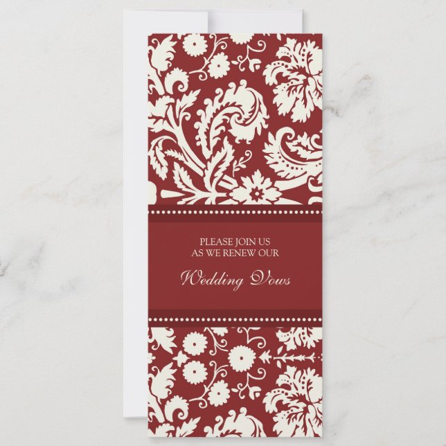Förnyelse av Red Damask Wedding Vow-inbjudningar Inbjudningar (Framsida)